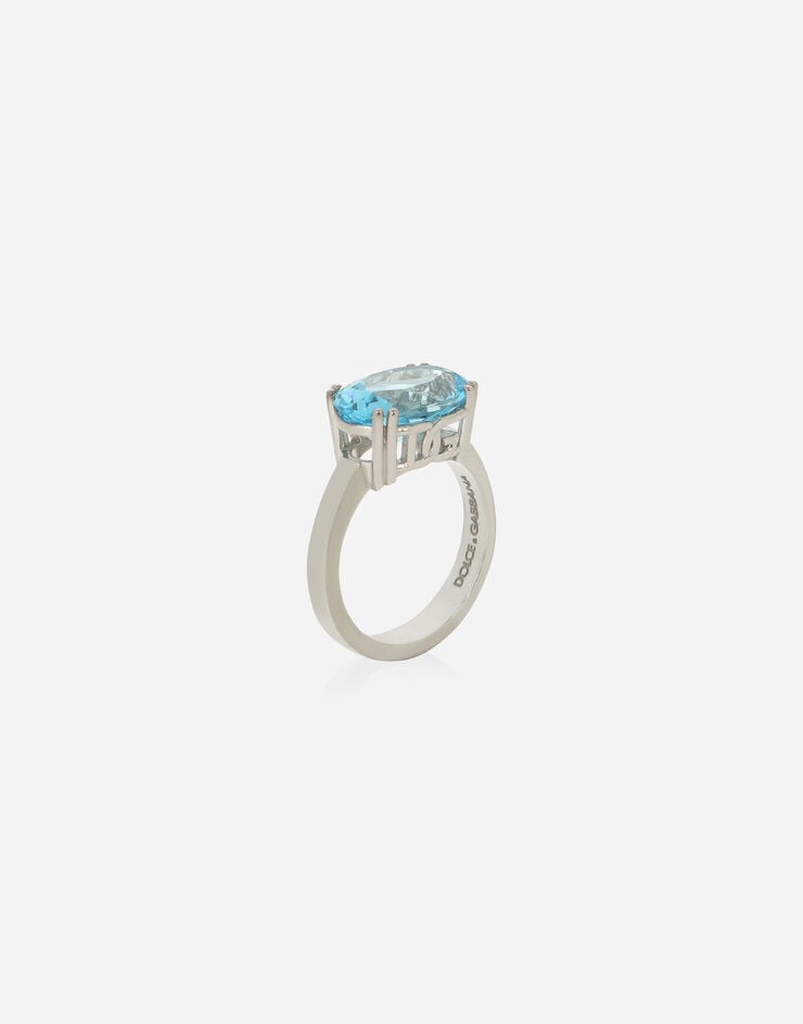 Dolce & Gabbana 18k white gold Anna ring with light blue topaz Weiss WRQA5GWTOL1