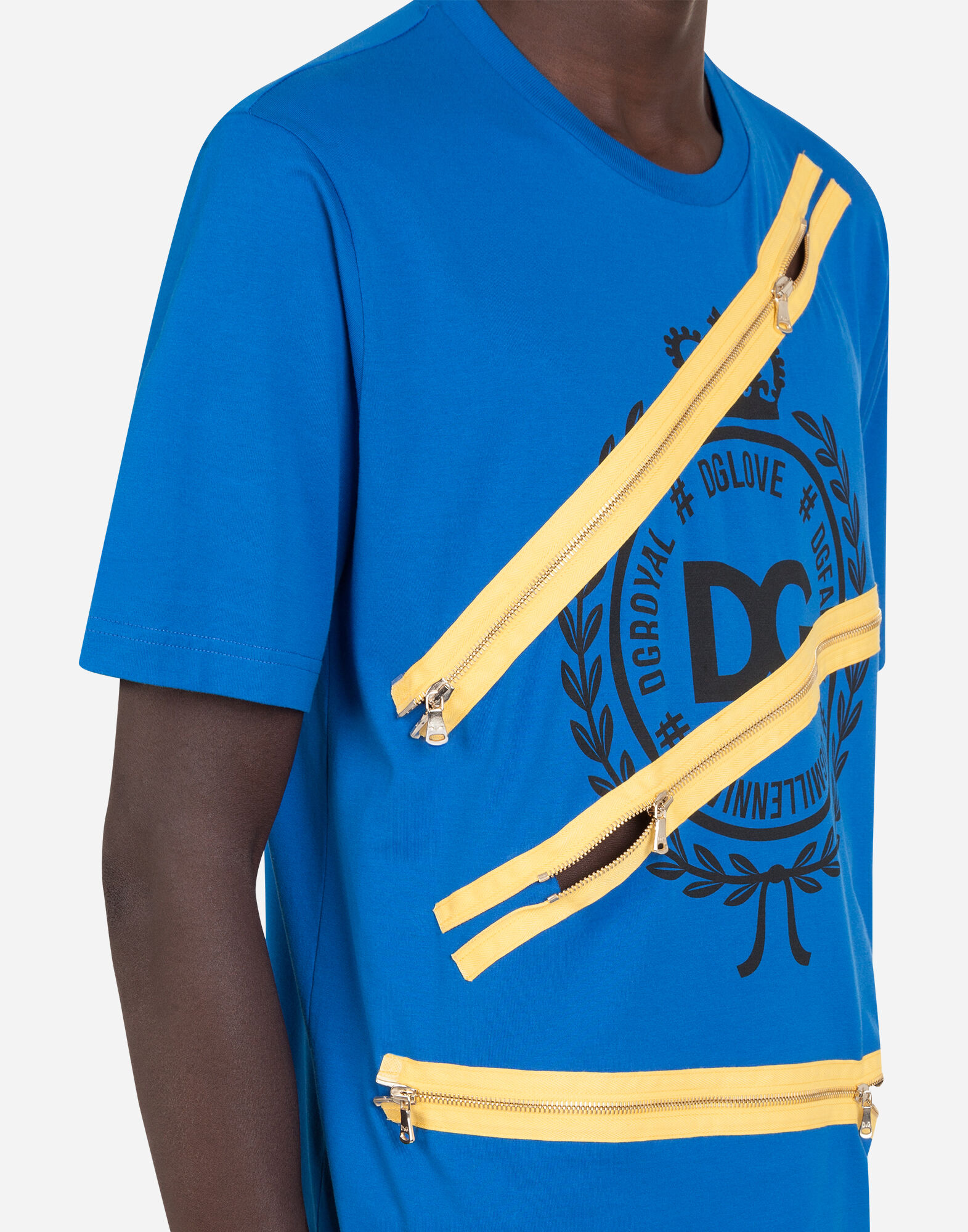 Dolce & Gabbana 青 ピーコート　新品 T-shirt with DG print and zipper