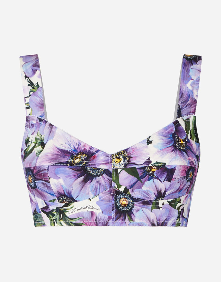 Dolce & Gabbana CROPPED ANEMONE-PRINT CHARMEUSE CORSET 花卉印花 F7Y28TFSAZO