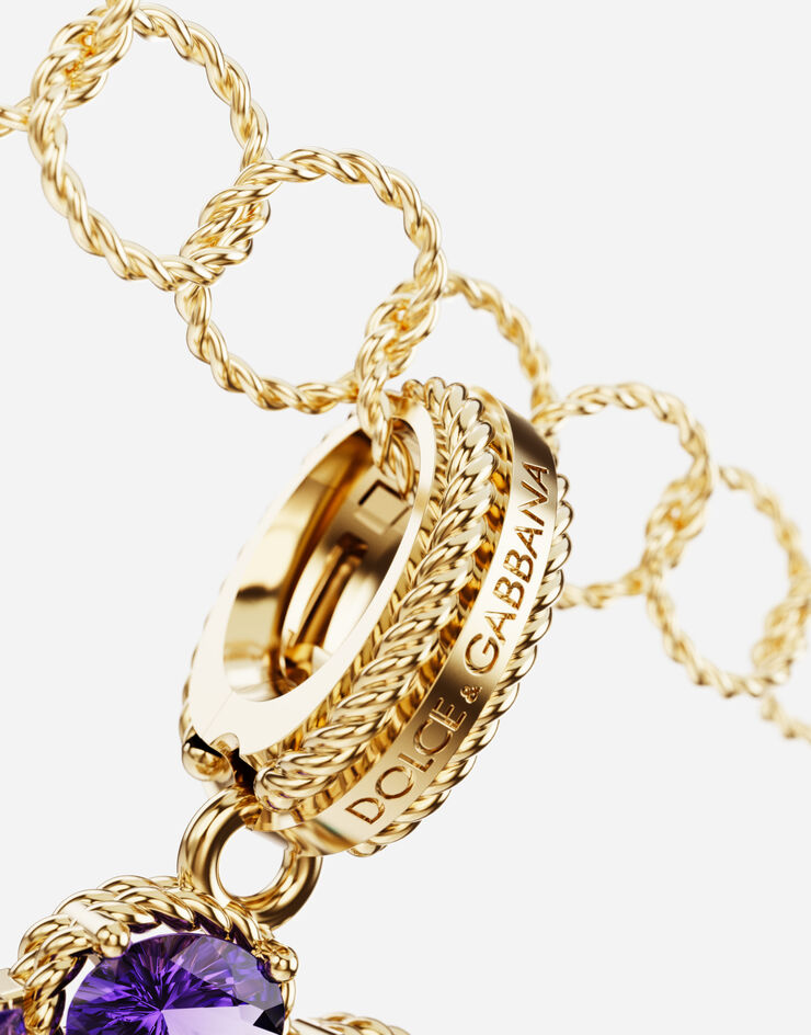 Dolce & Gabbana دلاية قوس قزح من الذهب الأصفر عيار 18 قيراط بأحجار كريمة متعددة الألوان تمثل الرقم 6 ذهب أصفر WAPR1GWMIX6