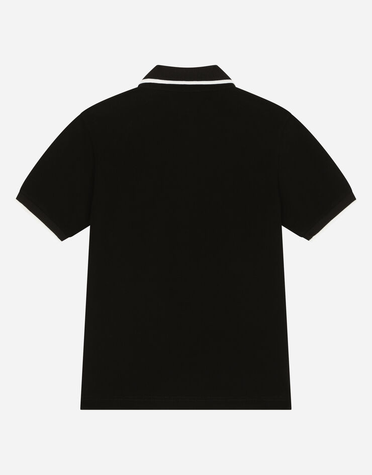 Dolce & Gabbana Poloshirt aus Piqué mit DG-Logostickerei Schwarz L4JT8VG7IJ7