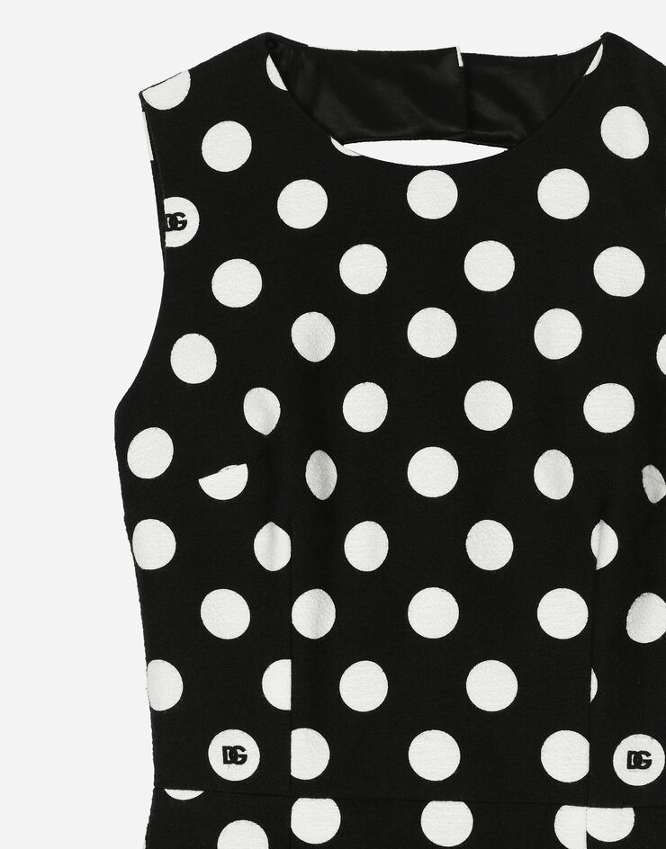 Dolce & Gabbana Vestido corto en brocado de esterilla de algodón con estampado de lunares Imprima F6ZY1TFS6OB