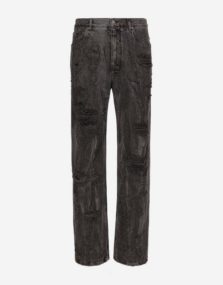 Dolce&Gabbana Washed oversize jeans with rips and abrasions Mehrfarbig GWVNXDG8JJ7