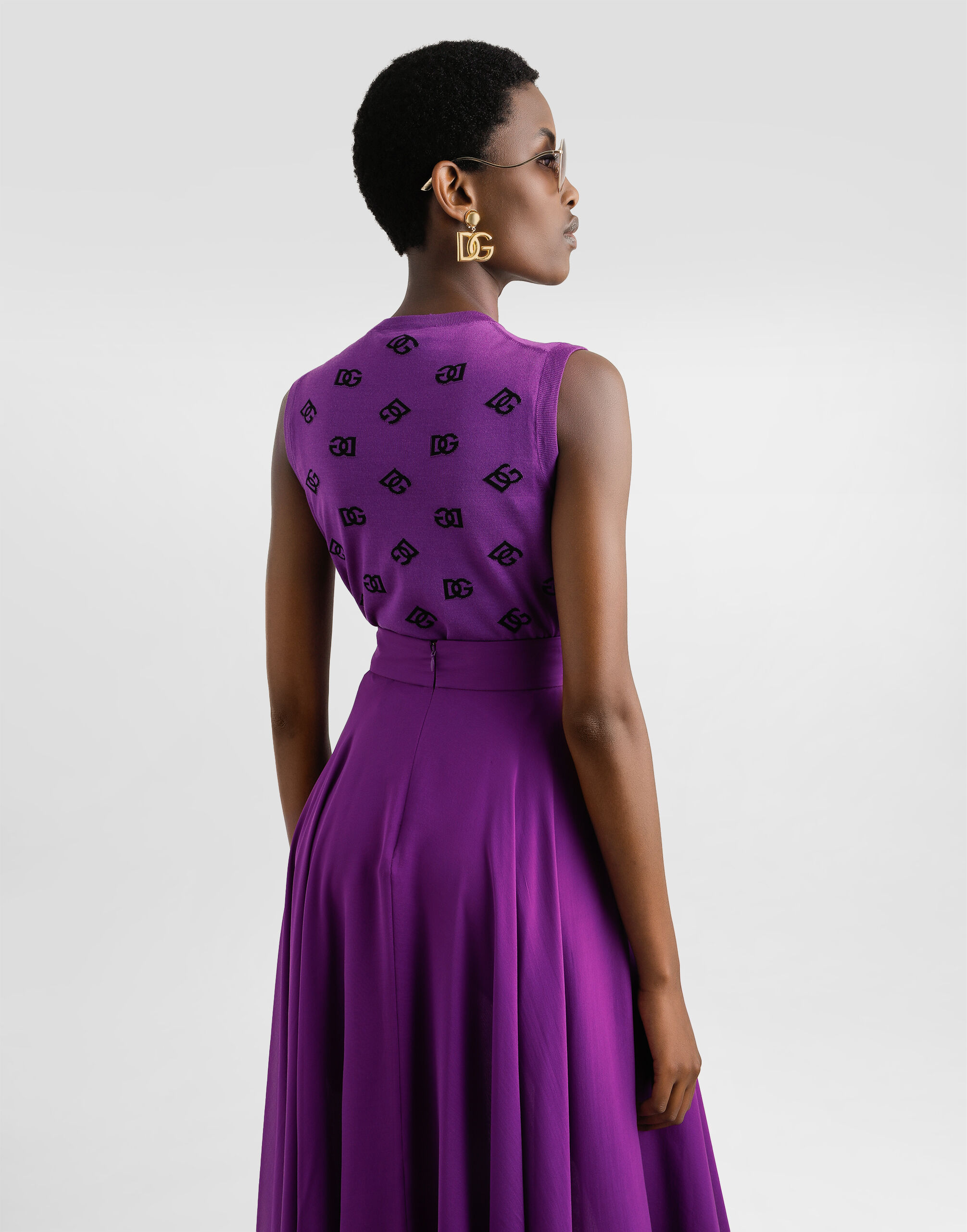 美品DOLCE & GABBANA シルクタンクトップ Multicolorのウィメンズ ロゴ ウール＆シルク タンクトップ