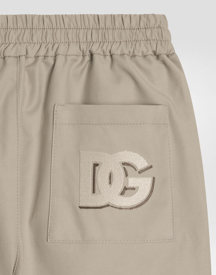 Dolce & Gabbana Gabardine shorts with DG logo Beige L13Q77HUMRB