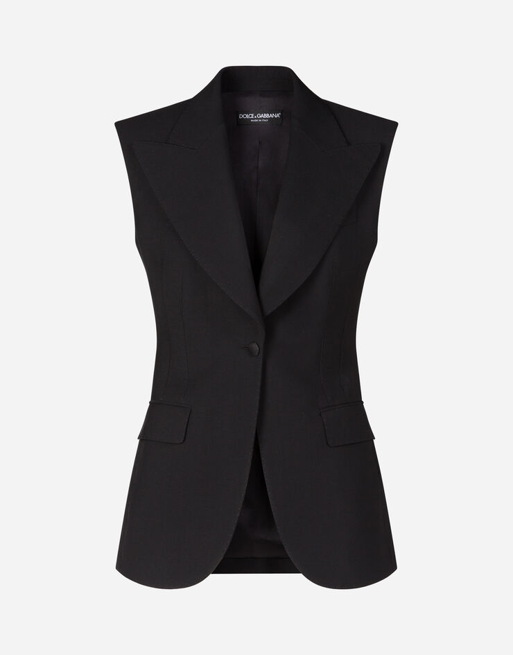 Dolce & Gabbana Single-breasted gilet jacket in technical gabardine fabric NERO F29EOTFUCEG
