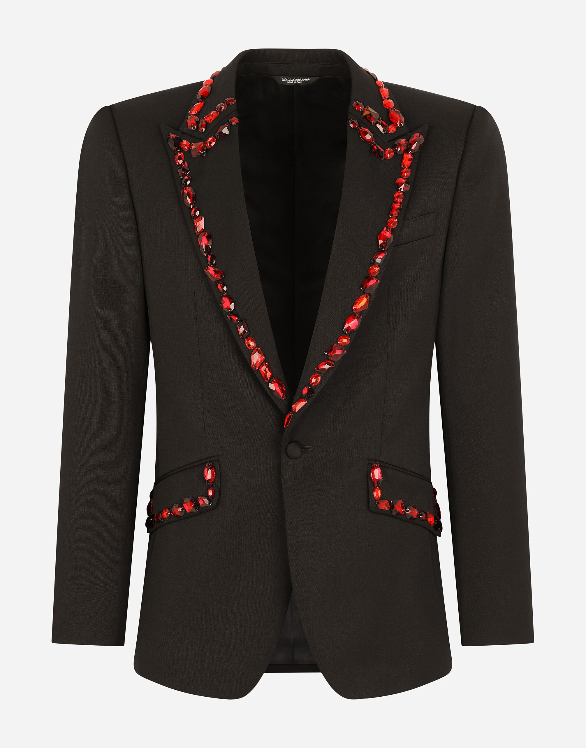 Dolce & Gabbana Wool Sicilia-fit suit with rhinestones Brown G2SJ0THUMG4