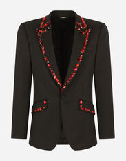 Dolce & Gabbana Wool Sicilia-fit suit with rhinestones Brown G2SJ0THUMG4