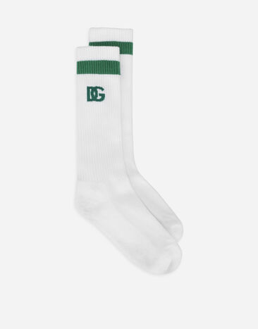 Dolce & Gabbana Ribbed socks with DG logo Green GH895AHUMOH
