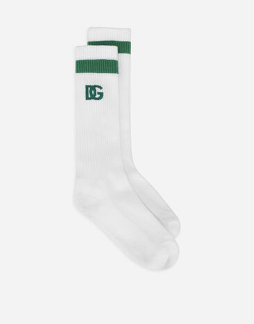 Dolce & Gabbana Chaussettes côtelées à logo DG Vert GH895AHUMOH