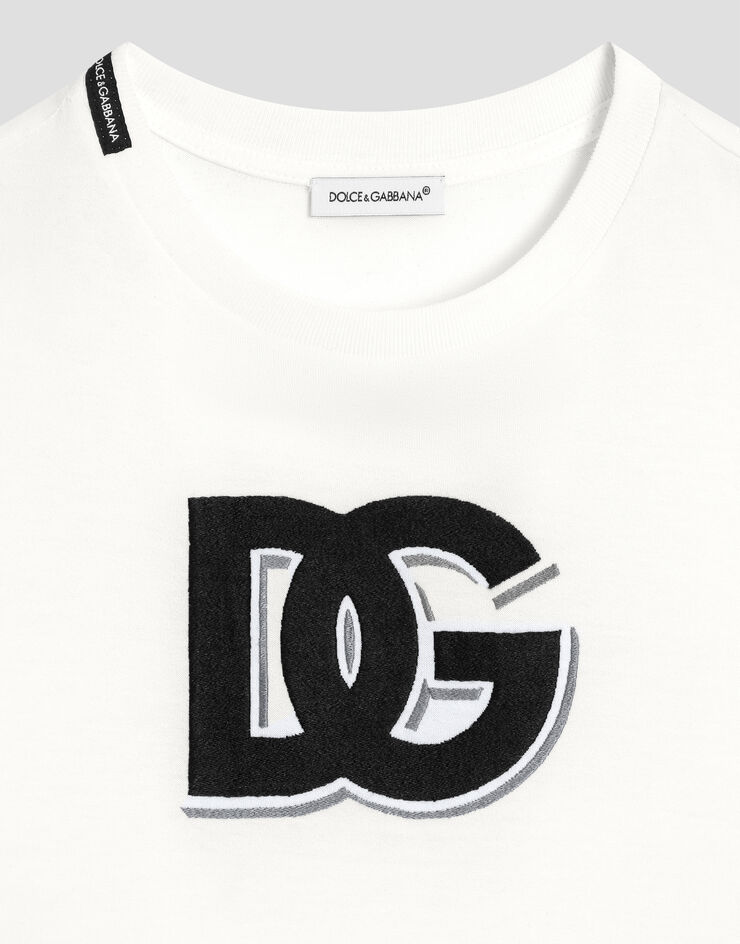 Dolce & Gabbana T-Shirt aus Jersey mit DG-Logo Weiss L4JTHVG7O0P