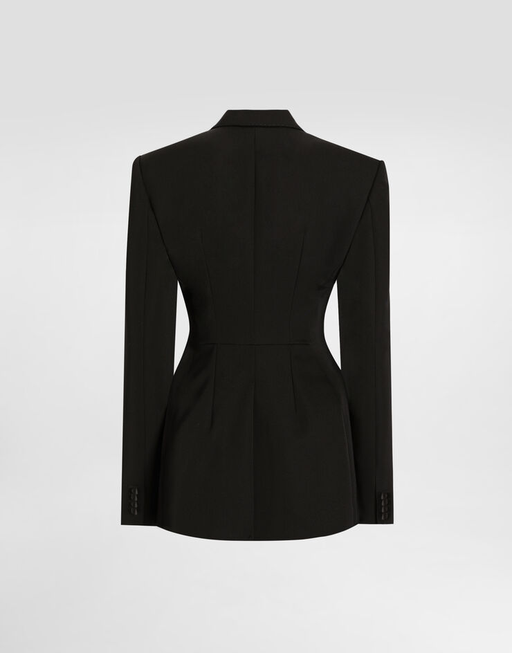 Dolce & Gabbana Double-breasted wool gabardine tuxedo jacket Black F297FTFU21E