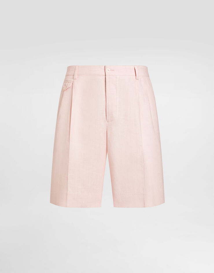 Dolce & Gabbana Linen bermuda shorts Pink GW0MATFU4JB