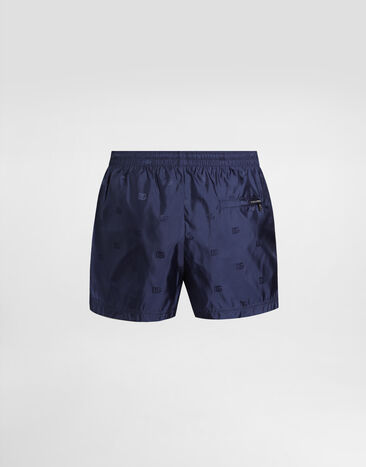 Dolce & Gabbana Short swim boxers in logo jacquard Blue M4A06TFJSDD