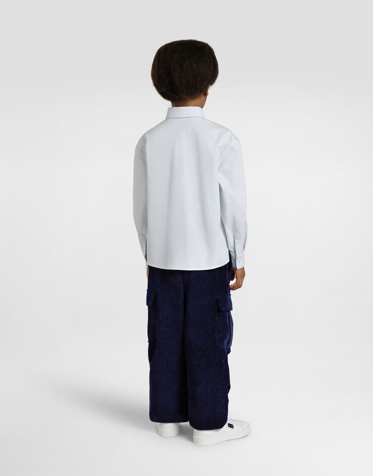 Dolce & Gabbana قميص قطني بتطريز ورقعة Grey L44S46FU609