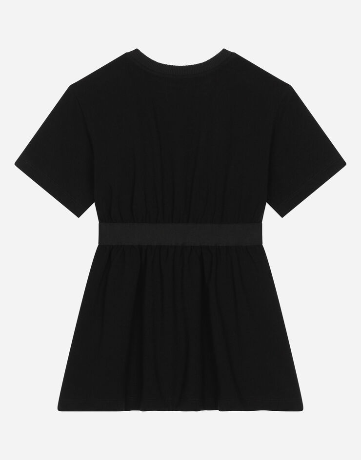 DolceGabbanaSpa Vestido de interlock con logotipo en cinta elástica Negro L5JD6EG7I0D