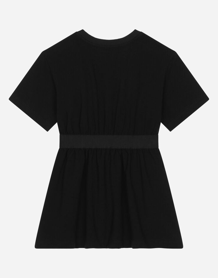 DolceGabbanaSpa Kleid aus Interlock mit Logo-Gummiband Schwarz L5JD6EG7I0D