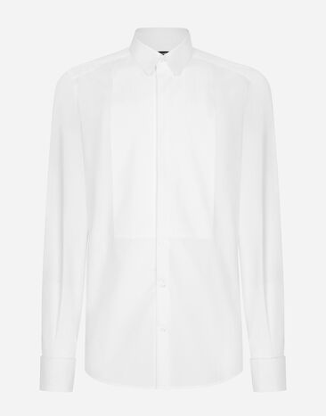Dolce & Gabbana 골드 핏 코튼 턱시도 셔츠 실버 WNG101W0001