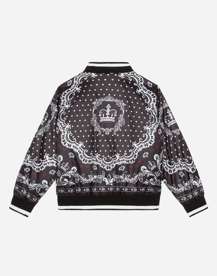 Dolce & Gabbana NYLON BOMBER JACKET WITH BANDANA PRINT BLACK/WHITE L4JBV3G7VOT