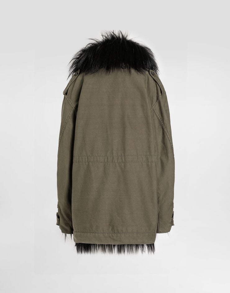 Dolce & Gabbana Oversized canvas parka Grey F9U00ZGDDHQ