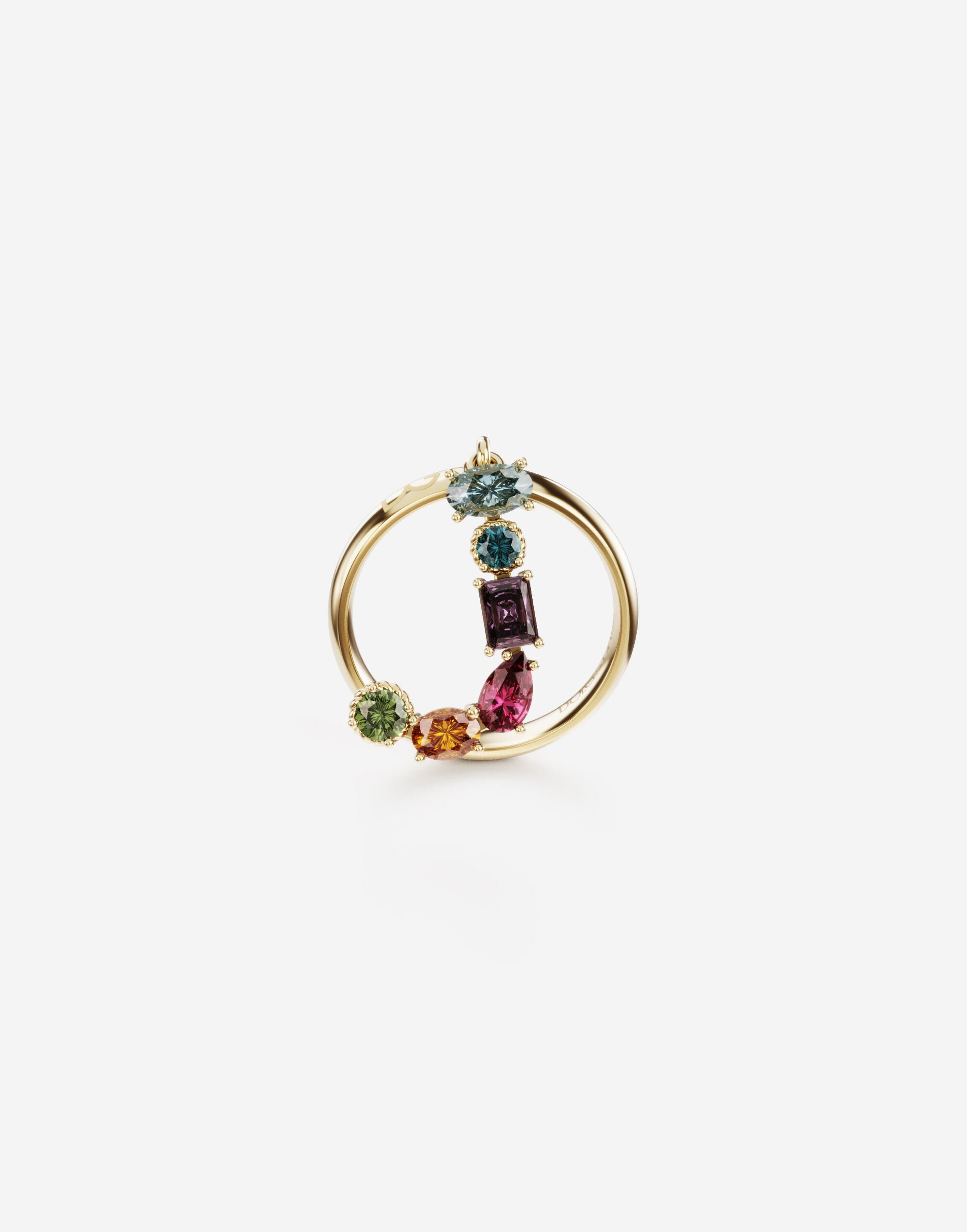 Dolce & Gabbana Rainbow alphabet J ring in yellow gold with multicolor fine gems Gold WRMR1GWMIXA