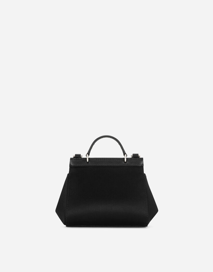 Dolce & Gabbana Mini-Henkeltasche Sicily aus Satin Schwarz EB0003AB000