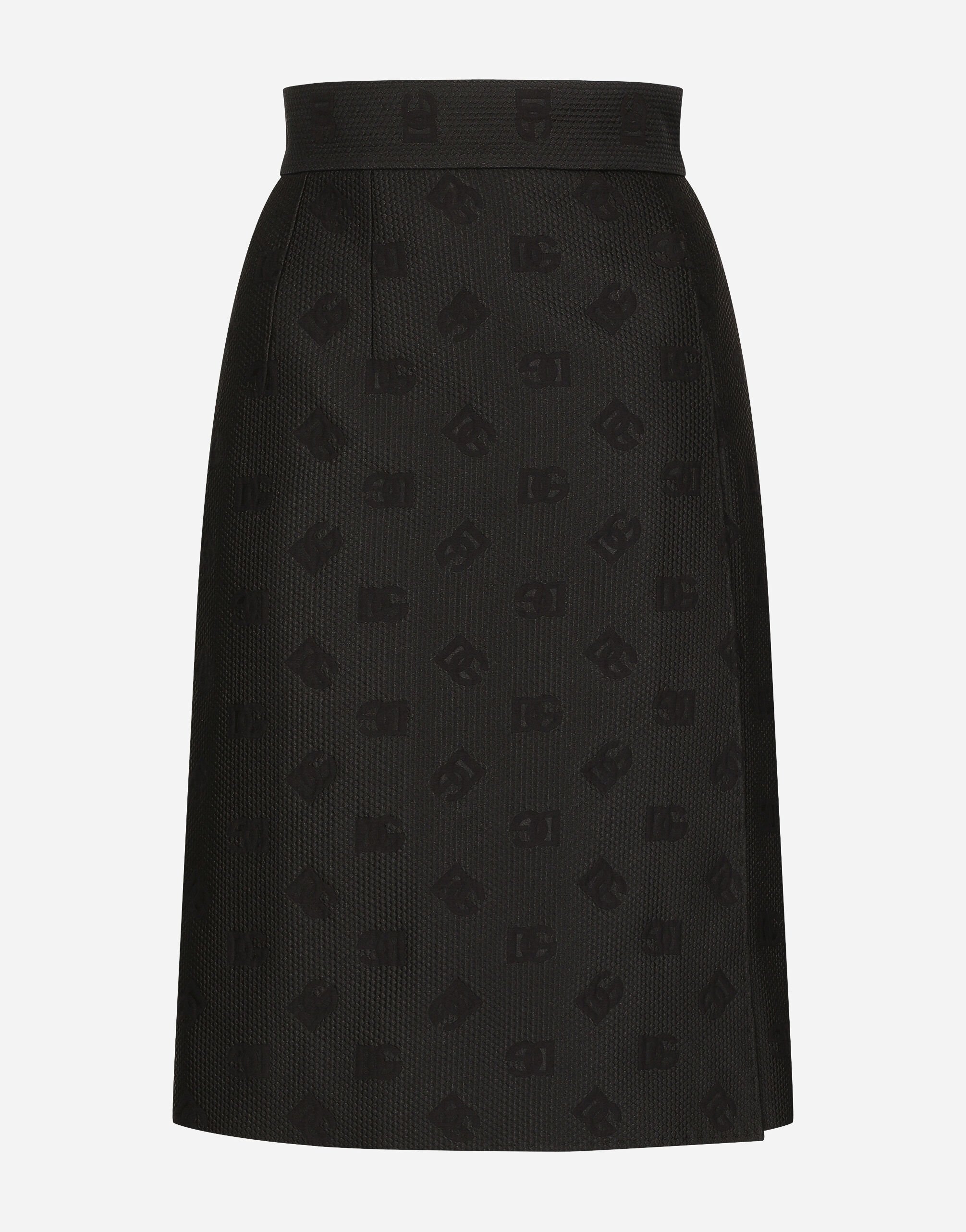 Dolce&Gabbana Quilted jacquard midi skirt with DG logo Black F780MTHLM9J