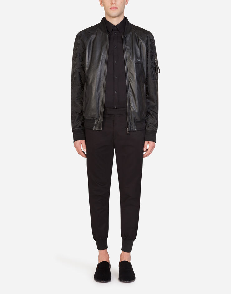 Dolce & Gabbana Leather jacket with logoed plaque BLACK G9PC2LGEM11