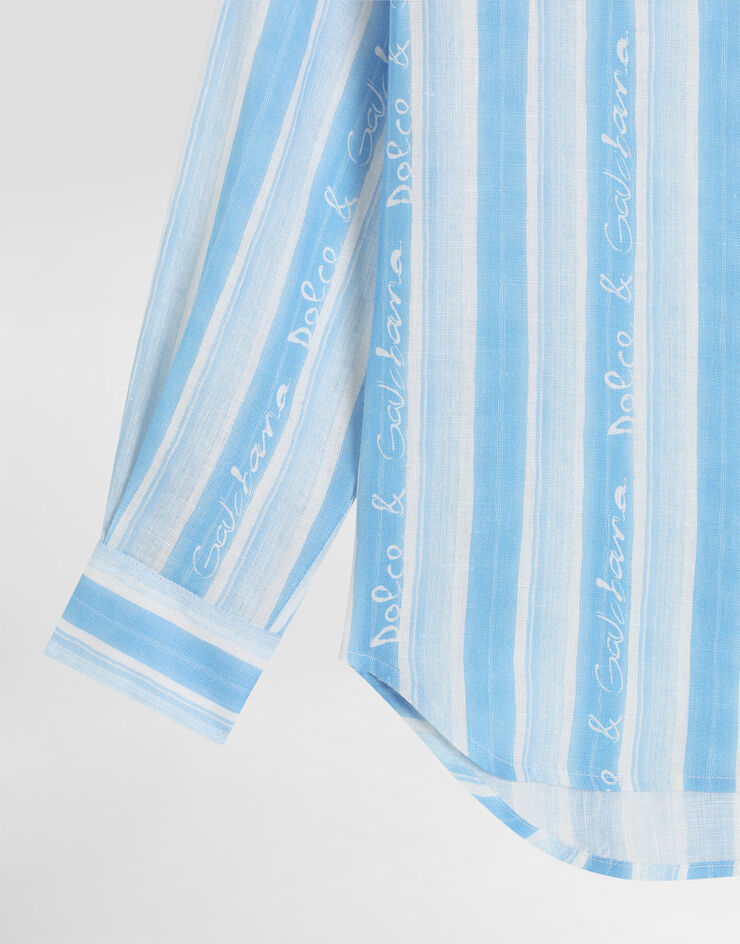 Dolce & Gabbana قميص قماش بطبعة مخططة Blue L44S26FS4HU