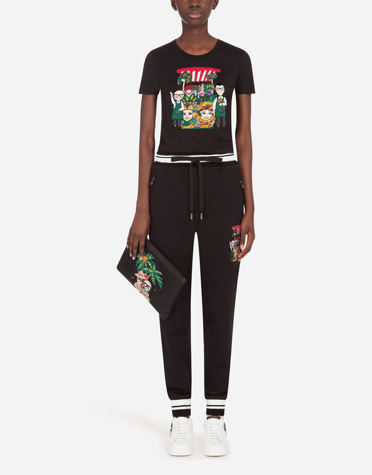 Dolce & Gabbana DG Family jersey jogging pants BLACK FTBR6ZFU7DU