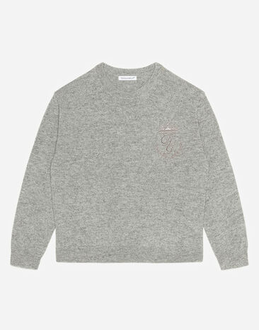 Dolce & Gabbana Cashmere pullover with DG logo Grey L4KW22JAW00