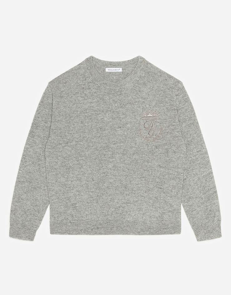 Dolce & Gabbana Cashmere pullover with DG logo Grey L4KW22JAW00