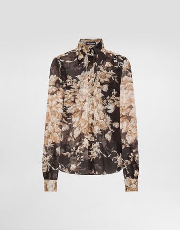 Dolce & Gabbana قميص شيفون بطبعة ورد مطبعة F5R64TIS1ZO