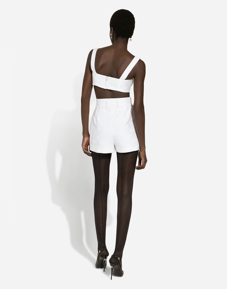 Dolce & Gabbana Shorts in jacquard con logo DG allover Bianco FTBVHTHJMOW