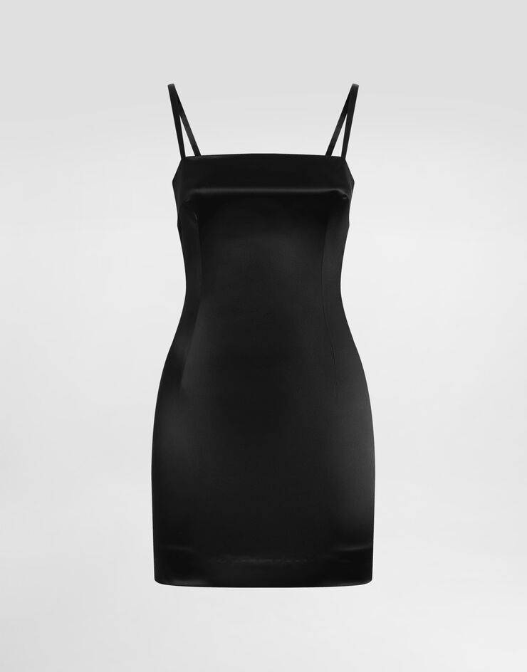 Dolce & Gabbana Vestido de raso elástico Negro F6TPRTFURAD