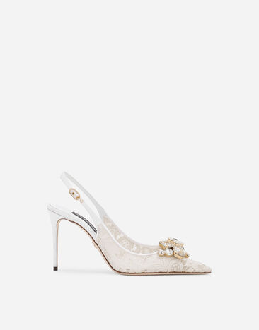 Dolce & Gabbana Rainbow lace slingbacks in lurex lace Grey CG0712AQ074