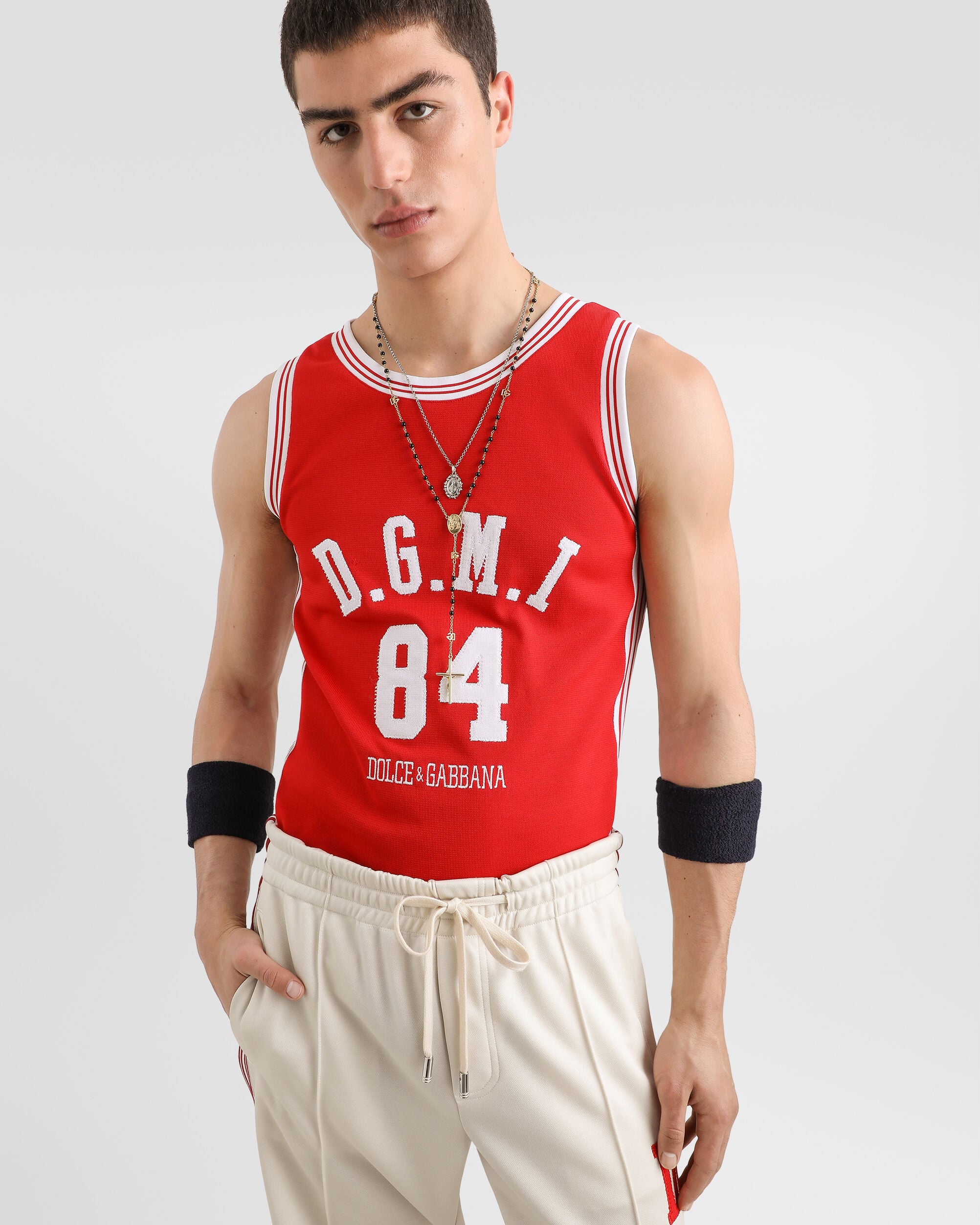 Tank top with patch in Bordeaux for Men | Dolce&Gabbana® US