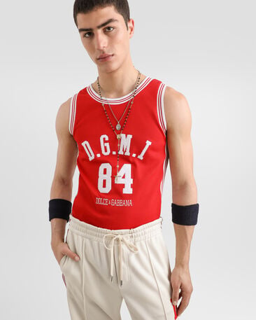 Dolce & Gabbana Tanktop mit Patch Dolce & Gabbana Tanktop mit Patch Burgunderrot G8TN2ZG7PUB