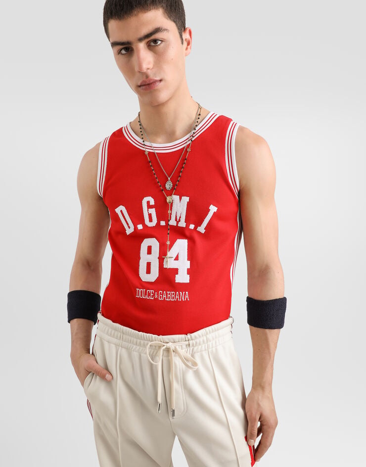 Dolce & Gabbana Tanktop mit Patch Dolce & Gabbana Tanktop mit Patch Burgunderrot G8TN2ZG7PUB