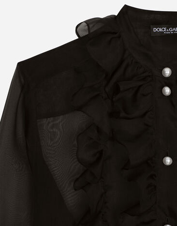 Dolce & Gabbana シャツ オーガンザ プラストロン＆フリル ブラック F5S10TFU1BU