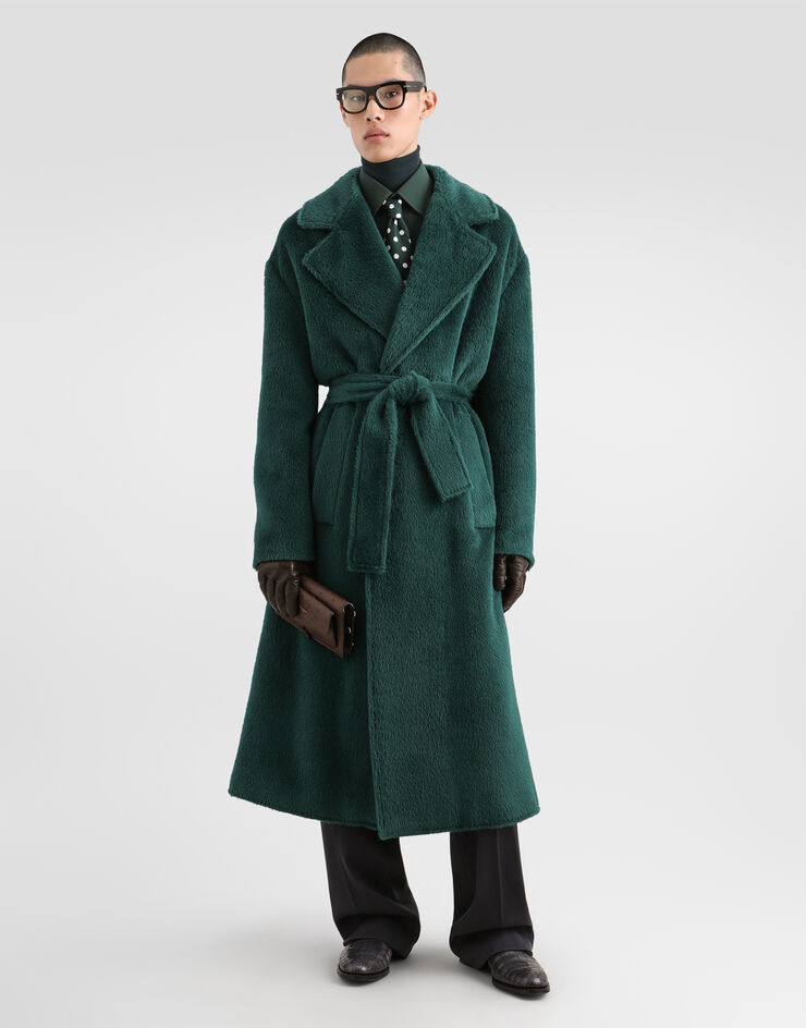 Dolce & Gabbana Single-breasted alpaca coat Green G054PTHU2BW