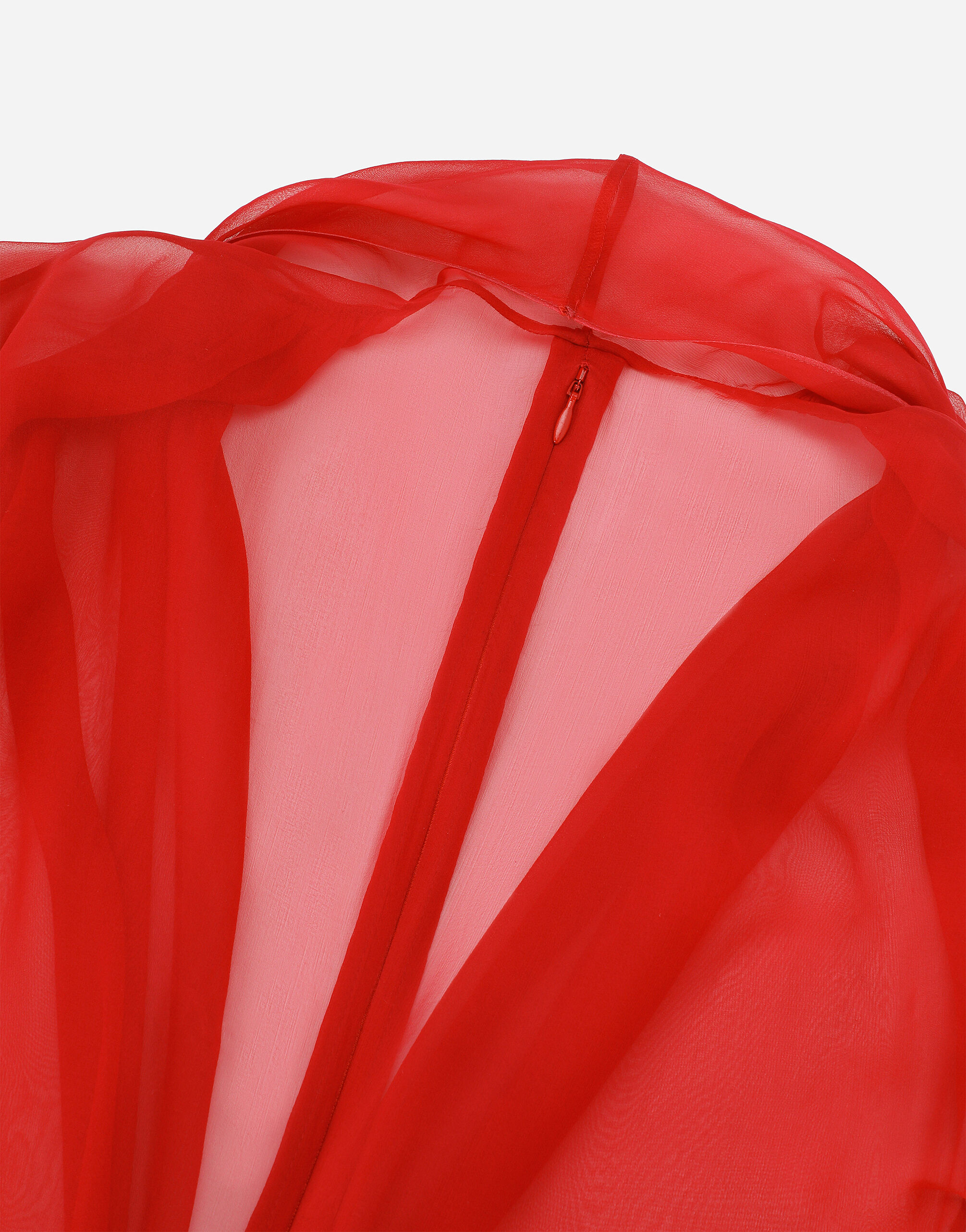 Long silk chiffon dress with bow detail in Bordeaux for