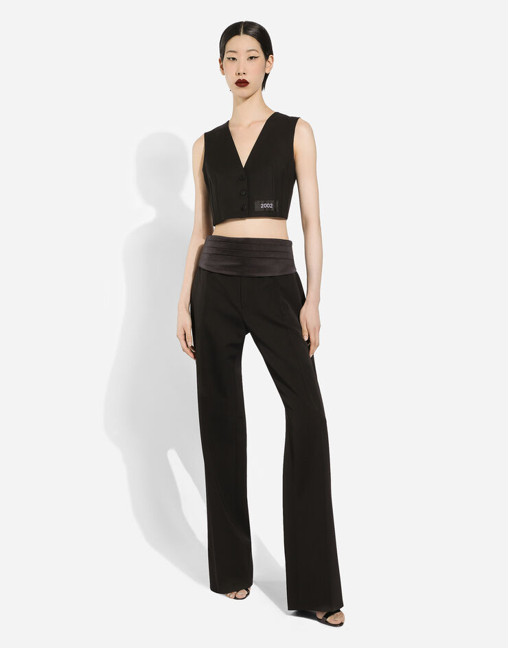 Dolce&Gabbana Chaleco corto en paño de lana Negro F790BTFU21E