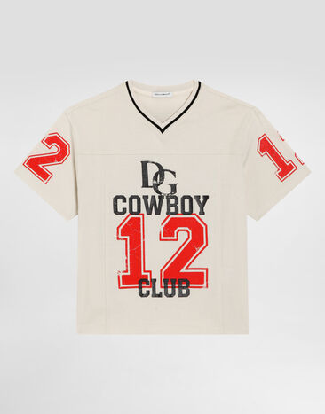 Dolce & Gabbana Jersey t-shirt with print Beige L4JTJZG7PUG