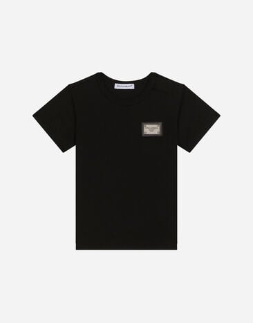 Dolce & Gabbana Jersey T-shirt with logo tag Grey LNJH68G7EY9