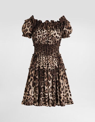 Dolce & Gabbana Short leopard-print poplin dress Multicolor F6A0UTHS5E3