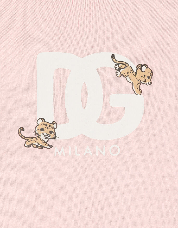 Dolce & Gabbana T-shirt in jersey con logo DG e leopardini Rosa L2JTOIG7N1W