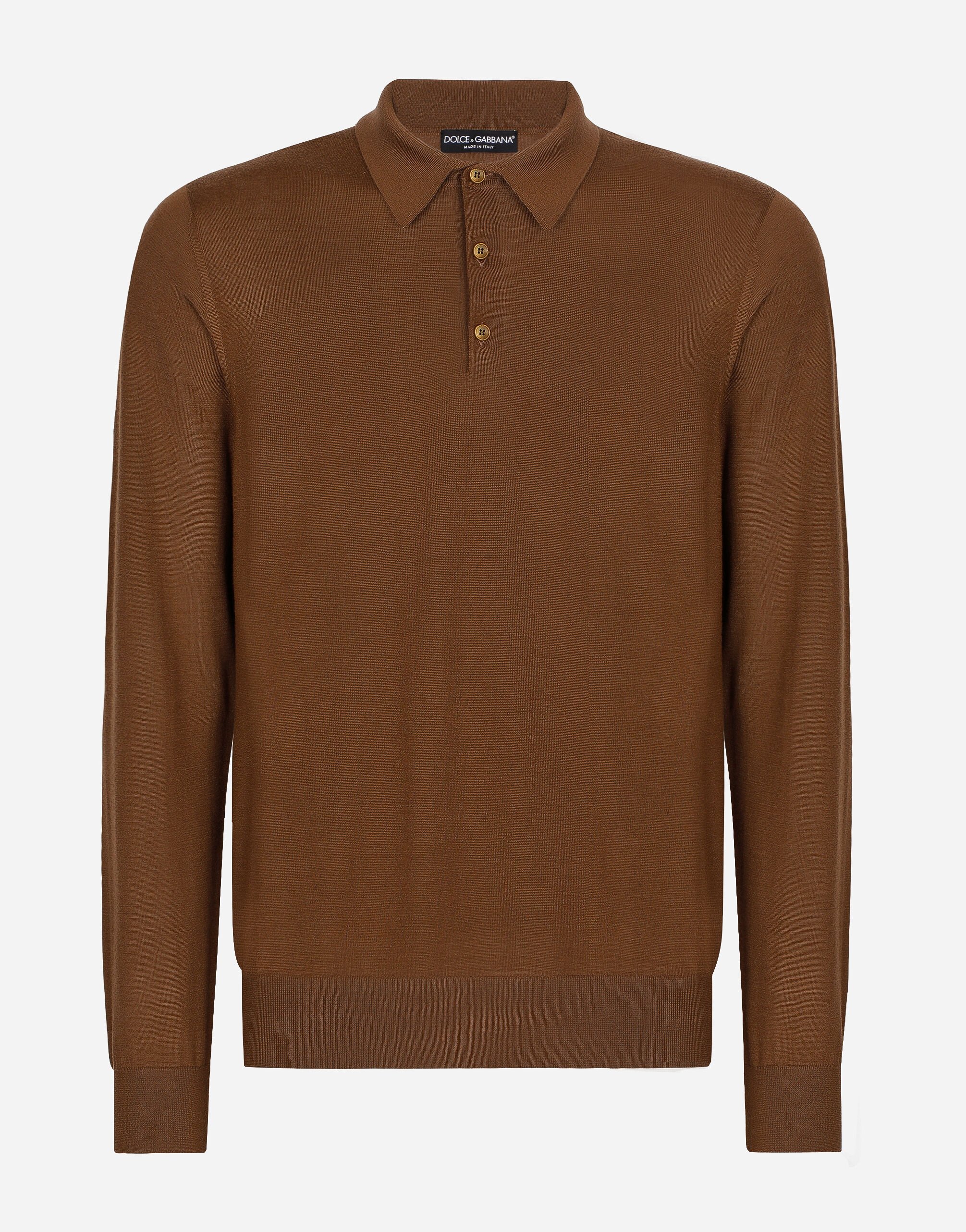 Dolce&Gabbana Extra-fine cashmere polo-shirt Brown GXP68TJBSE2