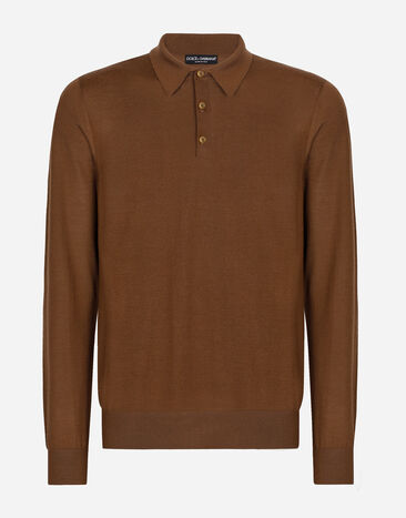 Dolce & Gabbana Pull polo en cachemire extrafin Marron GX831TJAWTY