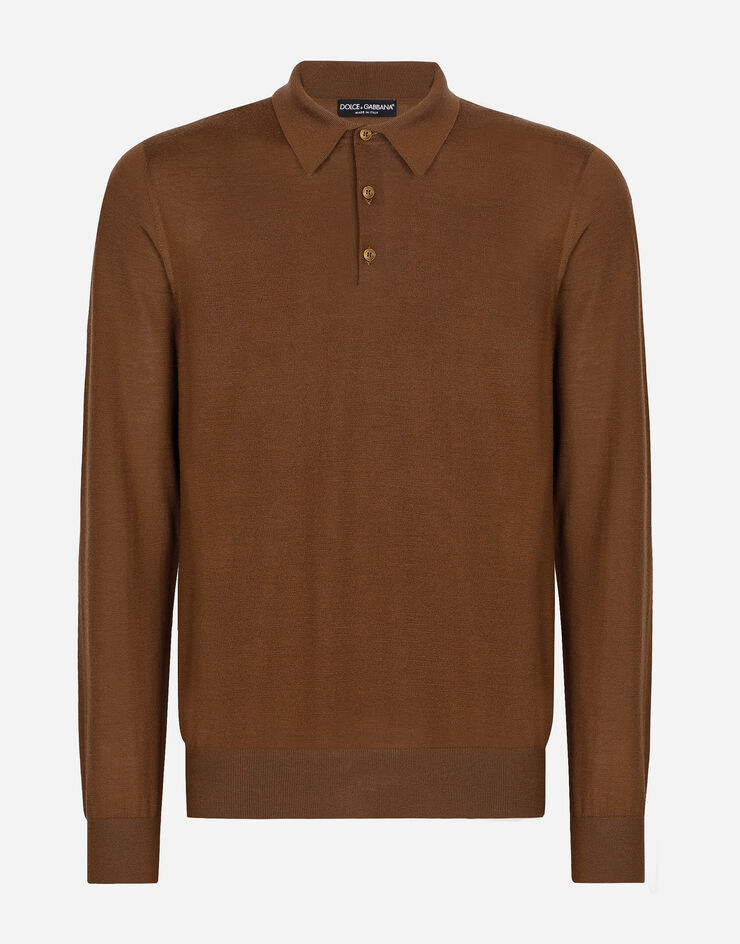Dolce & Gabbana Pull polo en cachemire extrafin Marron GX831TJAWTY